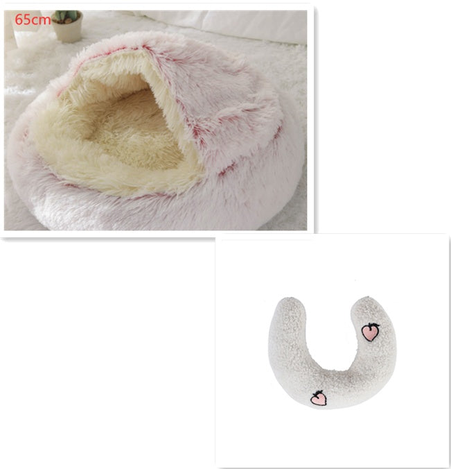 -in-1 Round Plush Pet Bed for Dogs & Cats