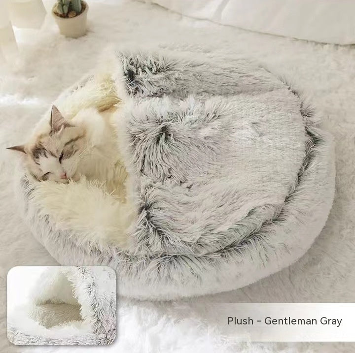 -in-1 Round Plush Pet Bed for Dogs & Cats