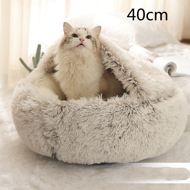 -in-1 Round Plush Pet Bed for Dogs & Cats