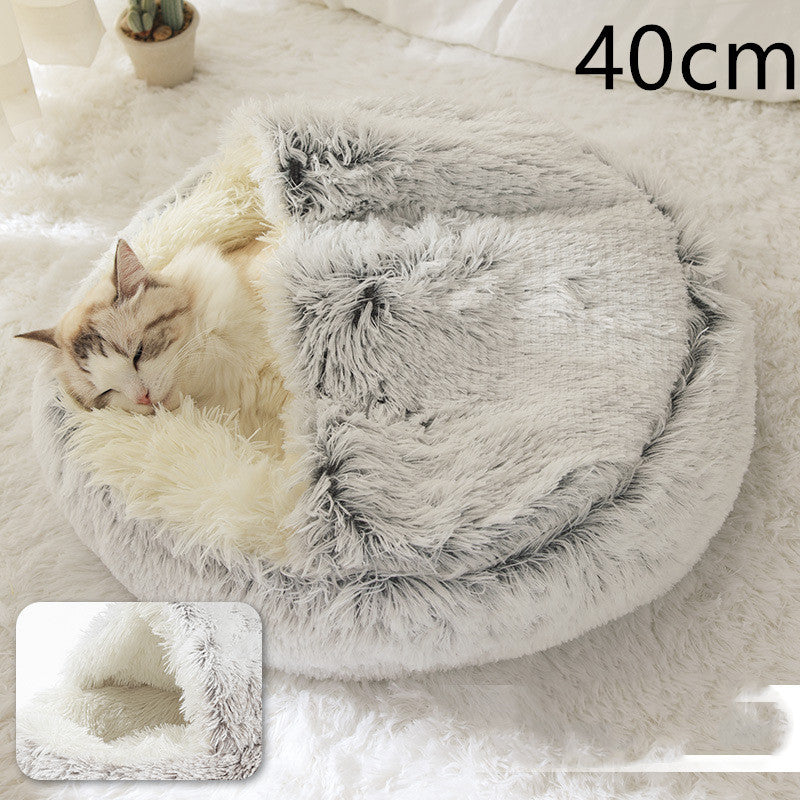 -in-1 Round Plush Pet Bed for Dogs & Cats