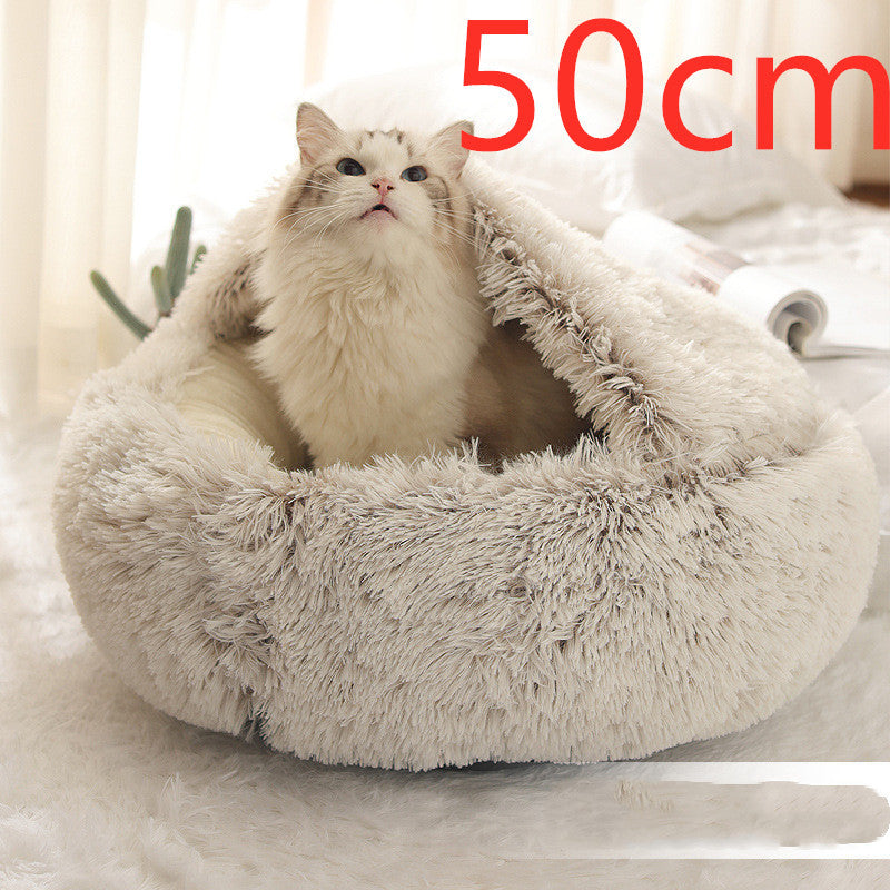 -in-1 Round Plush Pet Bed for Dogs & Cats