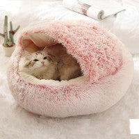 -in-1 Round Plush Pet Bed for Dogs & Cats