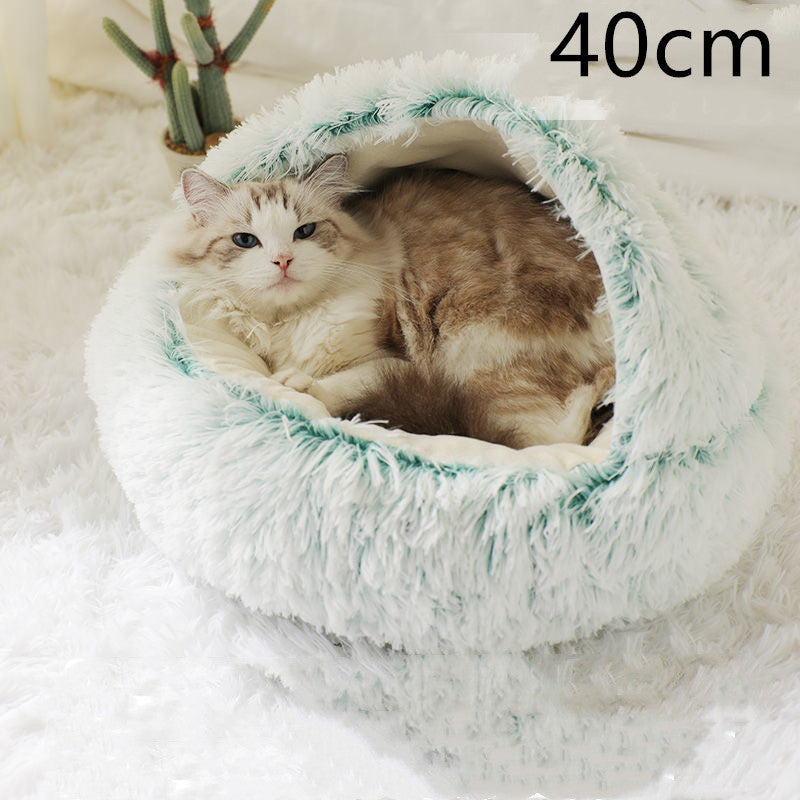 -in-1 Round Plush Pet Bed for Dogs & Cats