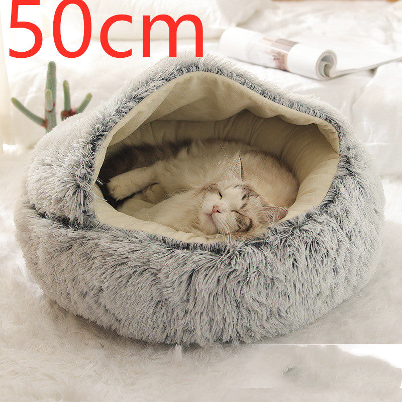 -in-1 Round Plush Pet Bed for Dogs & Cats