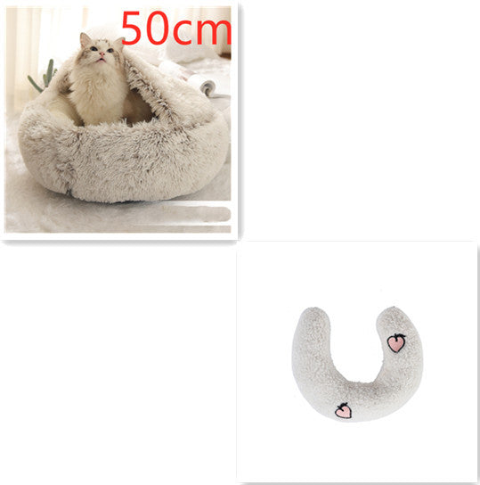 -in-1 Round Plush Pet Bed for Dogs & Cats