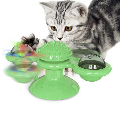 Cat Rotating Windmill Multi-Function Toys Itch Scratching Device Teeth Shining Toy