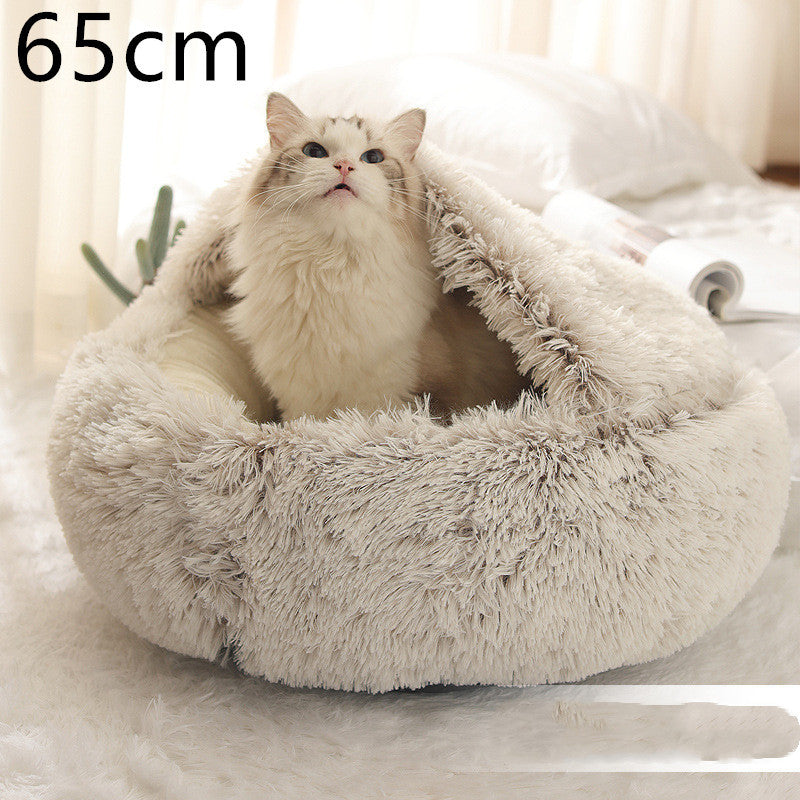 -in-1 Round Plush Pet Bed for Dogs & Cats