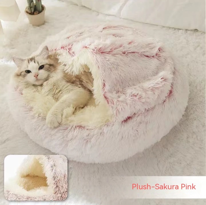 -in-1 Round Plush Pet Bed for Dogs & Cats