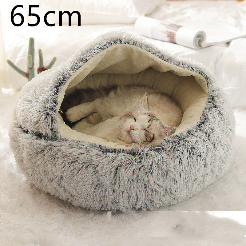 -in-1 Round Plush Pet Bed for Dogs & Cats