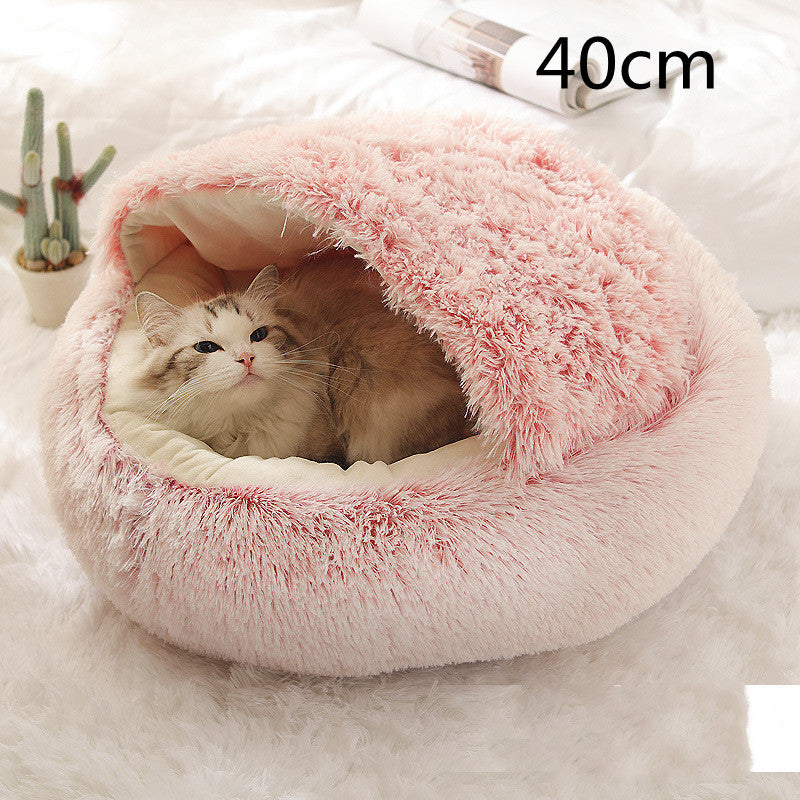 -in-1 Round Plush Pet Bed for Dogs & Cats