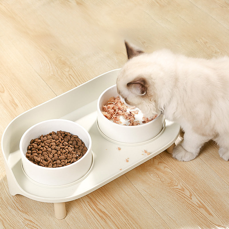 Pet Bowl Tilted Cat Double Bowls Protect Cervical Dog Drinker Food Bowl Dish Adjustable Spill-Proof Cat Feeder Pet Supplies