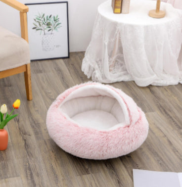 -in-1 Round Plush Pet Bed for Dogs & Cats