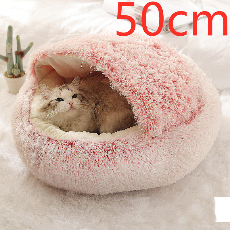 -in-1 Round Plush Pet Bed for Dogs & Cats