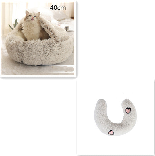 -in-1 Round Plush Pet Bed for Dogs & Cats