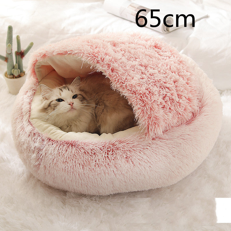 -in-1 Round Plush Pet Bed for Dogs & Cats