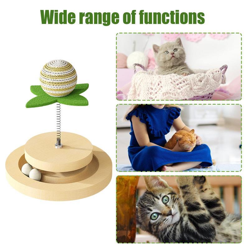 Cat Toy Springs Natural Sisal Scratching Pad Kitten Interactive Toy With Ball Track Spring Ball Automatic Cat Toy For Indoor