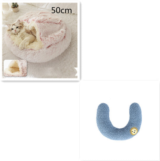 -in-1 Round Plush Pet Bed for Dogs & Cats