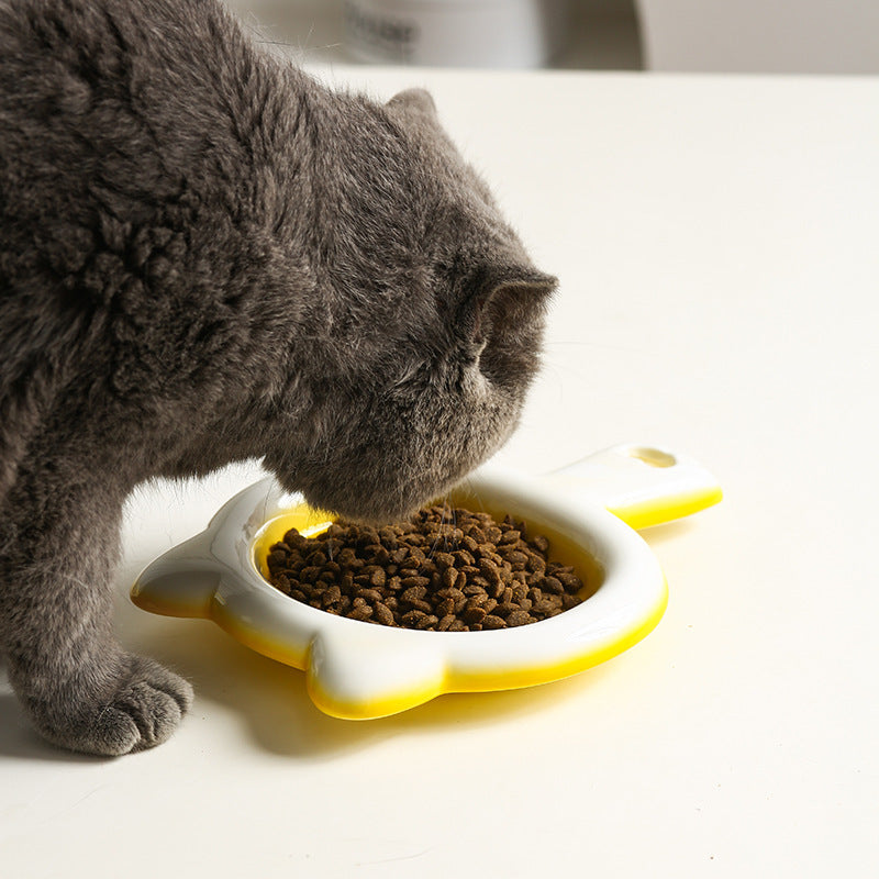 Ceramic Cat Bowl Cat Plate Snack Bowl Rice Bowl Dinner Plate Cat Food Bowl Pet Plate Shallow Mouth Bowl