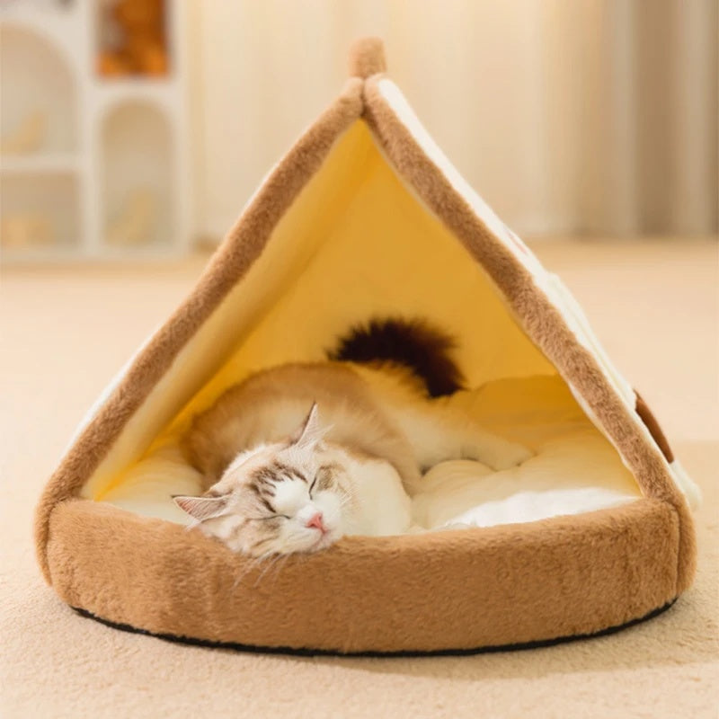 New Winter Cat Tents Warm Cozy Pet House Cat Soft Nest Kennel Deep Sleeping Cave Bed Puppy Kitten Blanket Pet Supplies