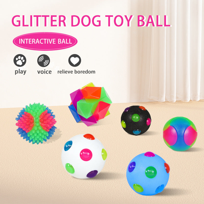 Small Dog Pet Training Interactive Luminous Elastic Ball