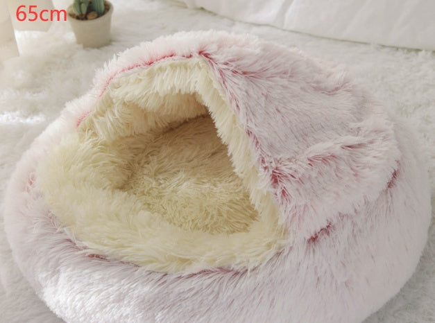 -in-1 Round Plush Pet Bed for Dogs & Cats