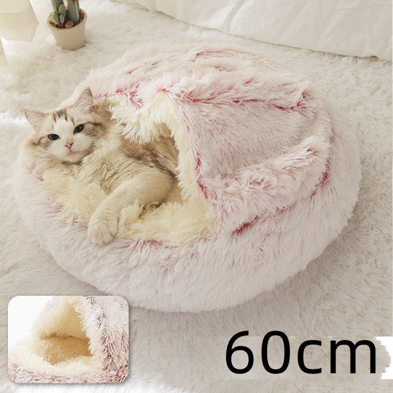 -in-1 Round Plush Pet Bed for Dogs & Cats