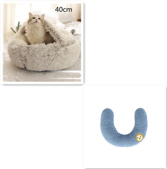 -in-1 Round Plush Pet Bed for Dogs & Cats