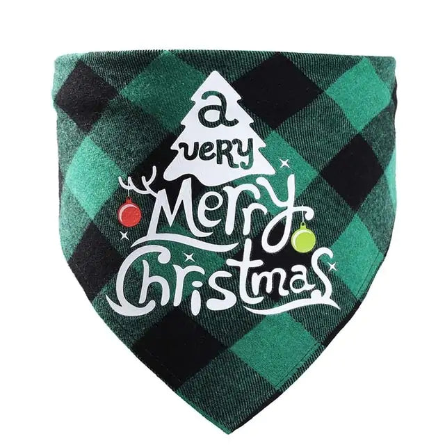 Pet Christmas Plaid Bandanas