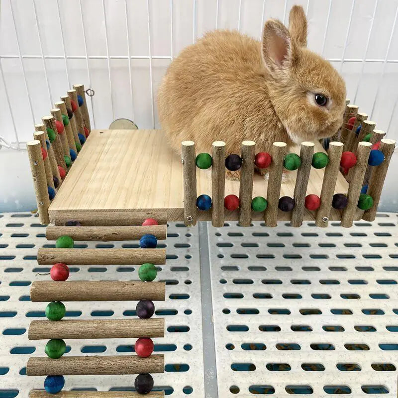 Pet Rabbit Nest Solid Wood Fence Wooden Branch