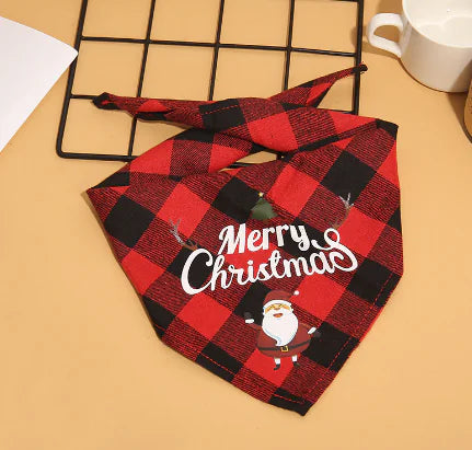 Pet Christmas Plaid Bandanas