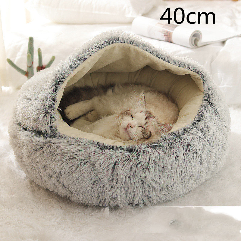 -in-1 Round Plush Pet Bed for Dogs & Cats