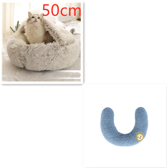 -in-1 Round Plush Pet Bed for Dogs & Cats