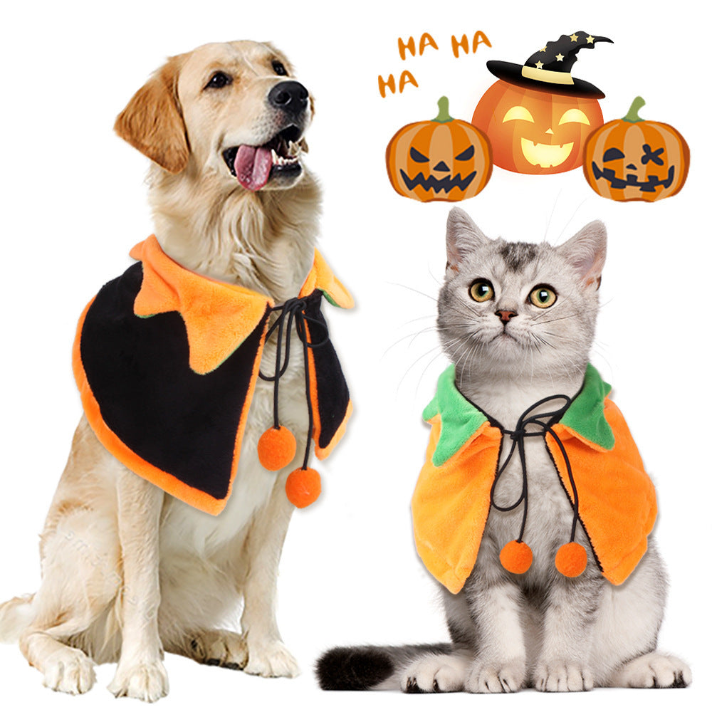 Halloween Pumpkin Double-sided Dog Cloak Cat Halloween Ornaments