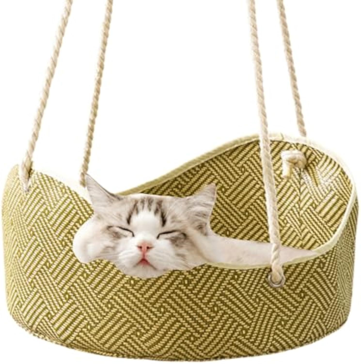 Breathable Cat Hammock - Rattan Crafted Cat Cage With Metal Hooks - Indoor Outdoor Pet Bed- Comfortable Cat Perch For Sleeping Playing Climbing, And Lounging