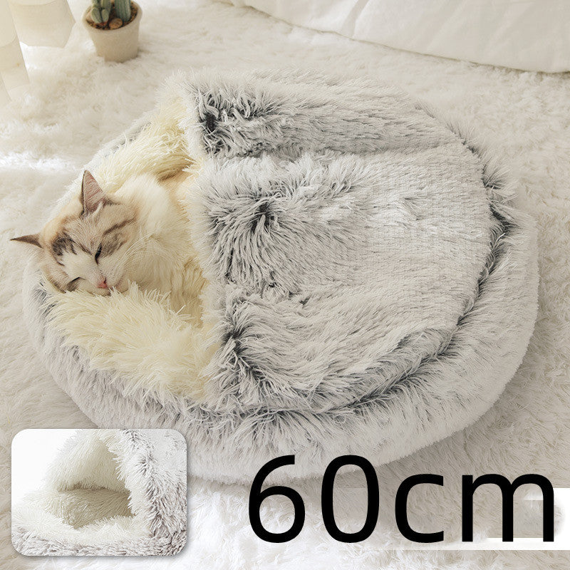 -in-1 Round Plush Pet Bed for Dogs & Cats