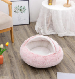 -in-1 Round Plush Pet Bed for Dogs & Cats