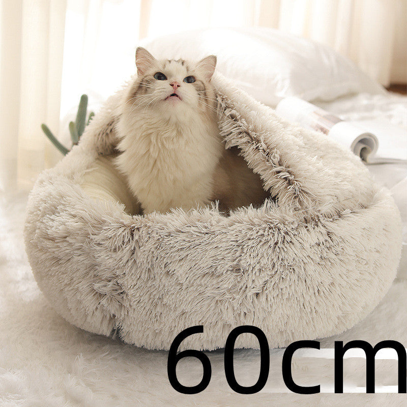 -in-1 Round Plush Pet Bed for Dogs & Cats