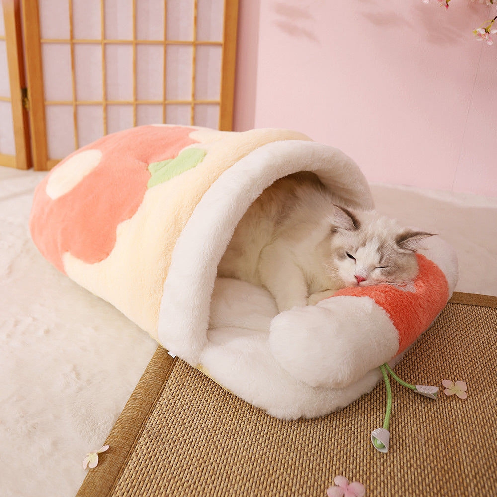 Thickened Semi-Enclosed Warm Dinosaur Cat Bed