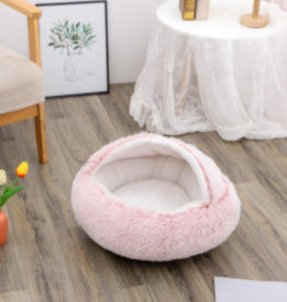 -in-1 Round Plush Pet Bed for Dogs & Cats