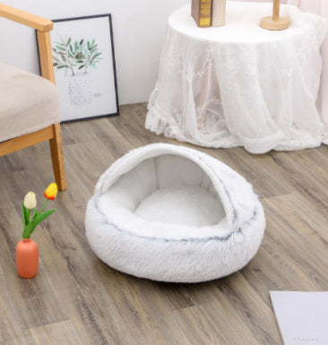 -in-1 Round Plush Pet Bed for Dogs & Cats