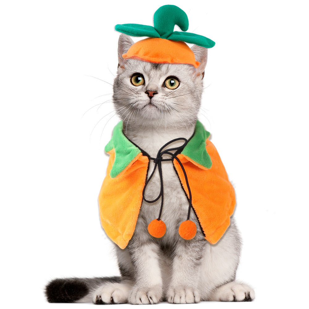 Double-sided Pet Cloak Dog Halloween Pumpkin Two-sided Dog Cloak Cape Cat Cute Halloween Ornaments Dog Costume